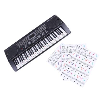 China Custom Transparent Multicolor Removable Kids Waterproof Mini Keyboard Piano Stickers DIY Keyboard Keys PVC Piano Stickers for sale