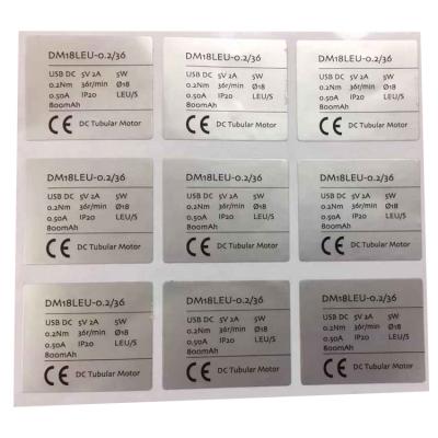 China High Quality Waterproof Silver Strong Adhesive DC Motor Vinyl 3C Matte Electronic Sticker With QR Barcode Label For Package for sale