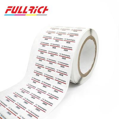 China Waterproof Commercial PC Logo Insurance Roll Serial Sticker Label For Equipment Products for sale