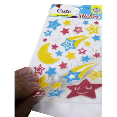 China Newest Eco-Friendly Kiss Cut Colorful Moon EVA Sticker With Transparent Gold Foil Star Liner For Decoration for sale