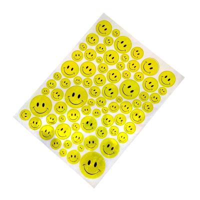 China Private Environmental Protection Design Die Cut Gold Foil Laser Sticker Smile Sticker Sheet Printing for Children's Reward and Cheer for sale