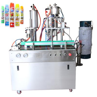 China High Efficiency Automatic Small Bag Body Spray / Lacquer On The Valves / Aerosol Filling Machine for sale