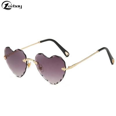 China Sports Sunglasses Heart Shaped Rimless Sunglasses, Metallic Sunglasses for Fashionable Ladies for sale