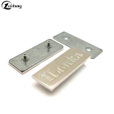 China Nickel Silver Metal Color Engraved Custom Logo Badge / Metal Purse Label for sale