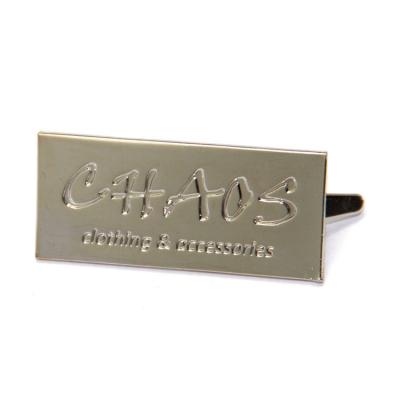 China Nickel Silver Custom Metal Logo Brand Metal Tags For Handbags for sale