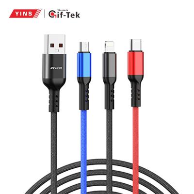 China Free Shipping MP3/MP4 Player 1.2M Mobile Phone USB Cable 3 In 1 Type C Lighting Fast Charger Cable Micro USB Charging Cable for sale