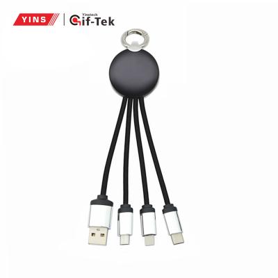 China MP3/MP4 Player 2.4A Fast Charging 3 in 1 USB Luminous Led Cable Customized Logo Keychain Gift for iPhone 11 pro for Samsung S8 for Android for sale