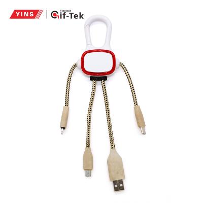 China MP3/MP4 player 2020 Straw Material 3in1 USB C Android Type Multi Charging Cable Biodegradable Lightning Wheat newestcharging for sale