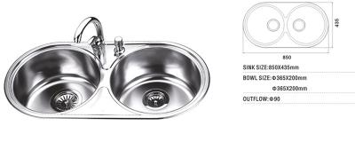 China Deck Mounted Double Small Round Stainless Steel Kitchen Sink With Drainer Set for sale