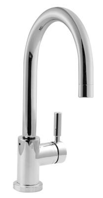 China Round Single Hole Kitchen Single Lever Mixer Taps With Curve Swivel Spout for sale