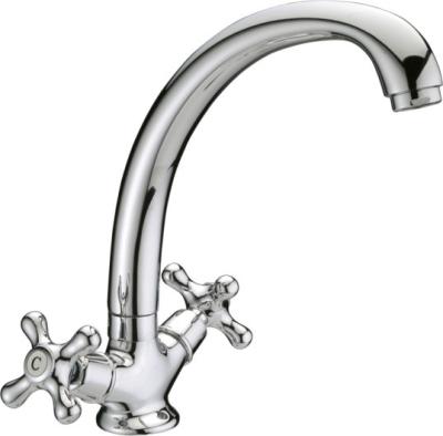 China Classic Curve Swivel Single Hole Double Handle Kitchen Faucet With Filter for sale