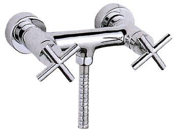 China Wall Mounted Shower Mixer Double Handle Faucet With 1/4 Turn Ceramic Cartridge for sale