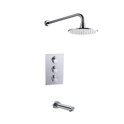 China 2 Way Thermostatic Shower Valve With Overhead Shower Head / Bath Spout Set for sale