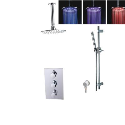 China 2 Way Thermostatic Shower Set With 8 / 16 Inch Overhead Rain Shower Head / Arm for sale