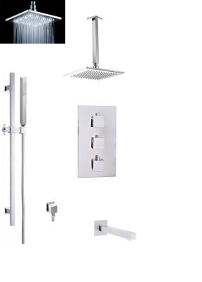 China Square Handle Thermostatic Shower Set 3 Way Thermostatic Shower Mixer Valve for sale