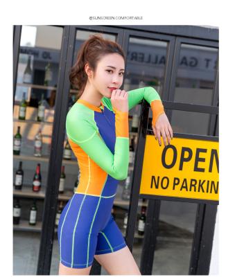 China Lidong Antibacterial Custom Logo Fashion Printed Women One Piece Wetsuit With Zipper for sale