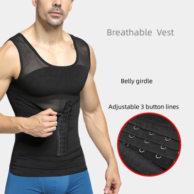 China Breathable Amazon Hot Sellers Men's Slimming Body Shape wear Corset Fitness Compression Tank Top Men's Body Shaper Vest for sale