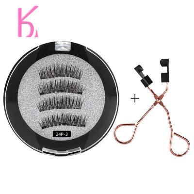 China Reusable Natural 3 Long Magnet For Magnetic Eyelashes Half Lash False Eyelashes Natural Silk Magnetic Half Eyelashes Years for sale