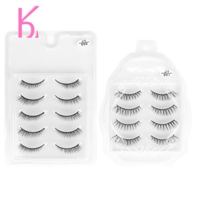 China Long Natural Faux Mink Fur Lashes Private Label 4 5 Pairs Transparent Box Logo for sale