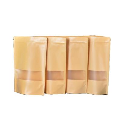 China Microwaveable Open window kraft paper bag tea nuts food packaging bag self-supporting kraft paper ziplock bag for sale