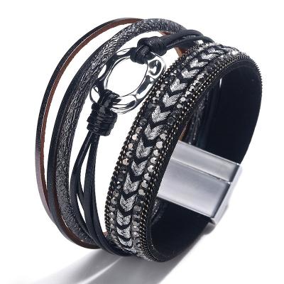 China 2022 New Arrival Contrast Religious Handwoven Color Bracelet Magnet Buckle Bracelet Multilayer Wristband For Boys for sale