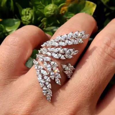 China CLASSIC Women's Fashion Banquet Style Zircon Inlaid Diamond Wings Finger Rings Women Girls Design Open Branch Color For Preserving Ring for sale