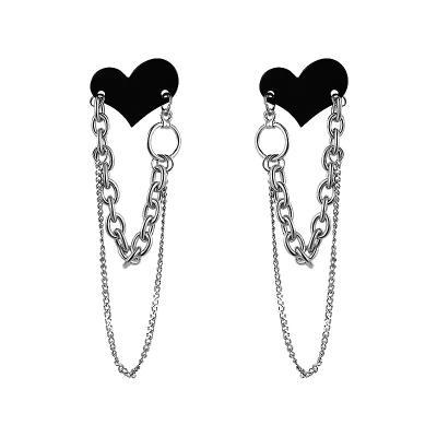 China CLASSIC hot personality heart link chain earrings heart eye silver plated earrings for sale