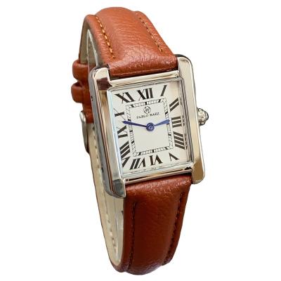 China Simple Fashion Waterproof Unique Red Square Calendar Leather Strap Business Women Watch Business Watch Women's Ultra Thin Quartz Wristwatches for sale