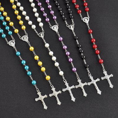 China 2022 Europe and America factory price silver alloy nail cross gold plated bead spiritual necklaces with small cross necklace for sale