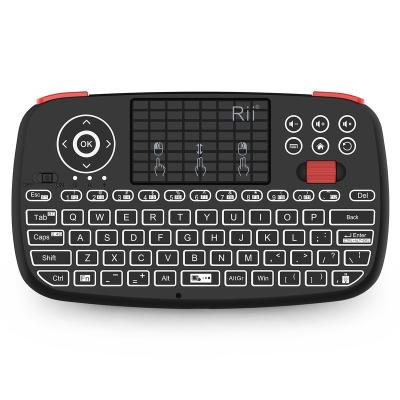 China (Upgrade) Rii i4 Mini BT Wireless Keyboard with Touchpad, Backlit Portable Wireless Keyboard with 2.4G USB Dongle for Smartphones for sale