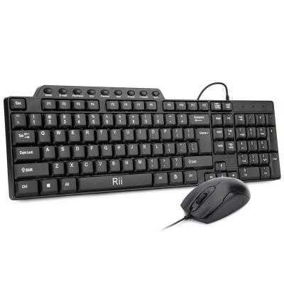 China Basic Keyboard and Numpad Mouse, Rii RK203 USB Ultra Normal Slim Basic Mouse and Keyboard Cable Combo Set with Number Pad for Computing for sale