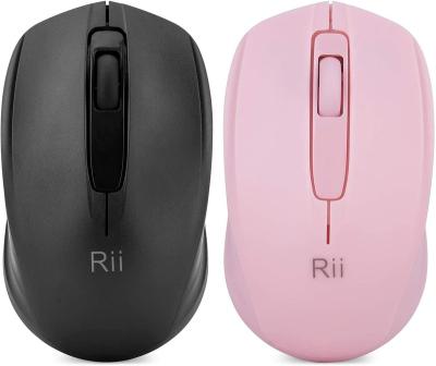 China Mini Rii Wireless Mouse 1000DPI for PC, Laptop, Windows, Desktop Included Wireless USB Dongle (Black+Pink) for sale