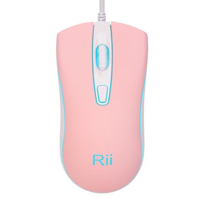 China Backlit Wired Mouse, Rii RGB 1600 DPI Optical for PC, Computer, Laptop, Desktop, Windows, Chromebook (Pink) for sale