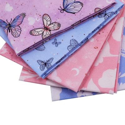 China Japanese Style Cotton Fabric Shrink-Resistant Pink Printed Blue Butterfly Pattern Animal Fabric For Kimono Diy Accessories Handmade Crafts for sale