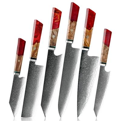 China AUS10 Damascus Chef Knives Japanese Stainless Steel Disposable Professional Steel Kitchen Slaughter Knife Set for sale