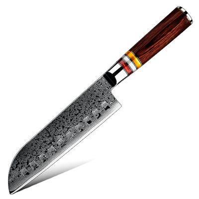 China 7 Inch Disposable 67 Layers Santoku Damascus Kitchen Super Sharp Japanese Steel Chef Knife AUS 10 Knives for sale