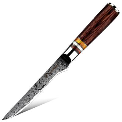 China Disposable Hot Sale Premium 67 Layers Damascus Pakka Steel Wood Handle Kitchen Boning Knife for sale