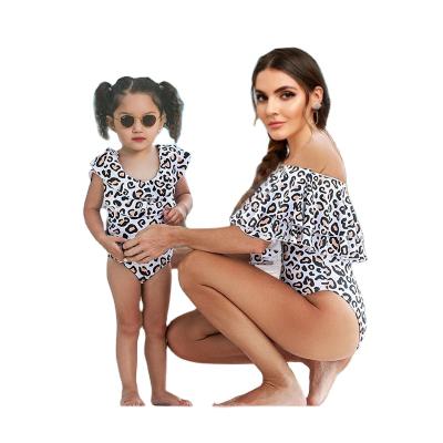 China Swimwear Anti-UV Family OEM Swim Suit Bikini Leopard Print Matching Swimwear for sale