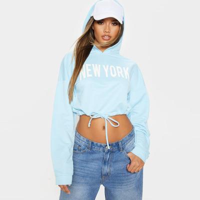 China Comfortable Fashion Crop Hoodie With Drawstring Crop Top Sweatshirt for sale