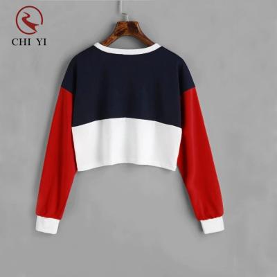 China Breathable Women Girls Contrast Crop Sweatshirt for sale