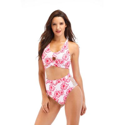 China Manufacturer direct sale women swimwear Anti-UV bikini sets high waisted and front crossover and with side details for sale