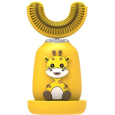 China Home Use+travel U-shape Kids Cute Full Silicone Electric Mouth Automatic Toothbrush for sale