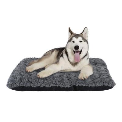 China Wholesale Anti Worry Rectangle Comfortable Calming Luxury Dog Bed Waterproof Removable Warm Eco-Friendly Small Plush Medium Pet Bed for sale