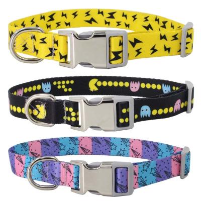 China 2021 New Custom Nylon Metal Buckle Martingale Middle And Big Custom Logo Dog Collar COLLARS For Dogs And Cats Support for sale