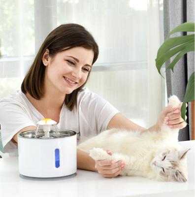 China Wholesale 2.4L USB Filter Stainless Steel Driver Pet Cat Automatic Smart Automatic Water Fountains Indoor LED Drinking Water Dispenser for sale