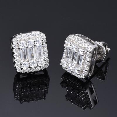 China Vacation Earrings Hip Hop Women's and Men's Zircon Jewelry Classic High Quality Square Stud for sale