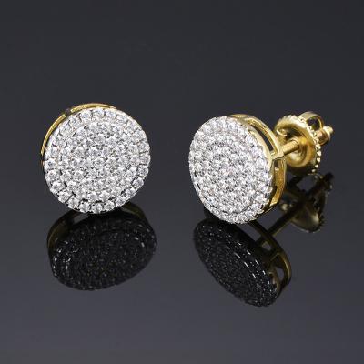 China CLASSIC Mens Hip Hop 18k Gold Stud Earrings Iced Out Lab Diamond Men Jewelry 925 Sterling Silver Earrings for sale