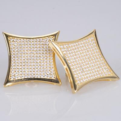 China New CLASSIC Fashion Hip Hop Jewelry Earring Iced Out Micro Pave Cubic Zircon Square Copper Bling Stud Earrings For Women Men for sale