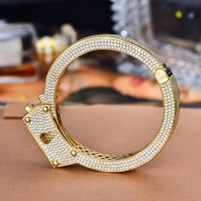 China CLASSIC Hip Hop Jewelry 14mm Bracelet Handcuffs Couples Character Bracelet Hip Hop Copper Zircon Jewelry Wholesale for sale