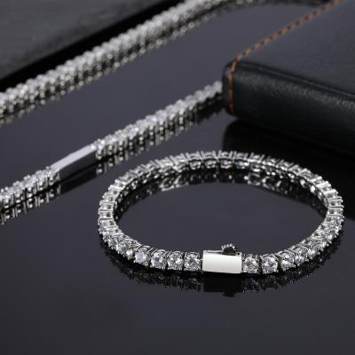 China OEM Tennis Bracelets 925 Sterling Silver Hip Hop Tennis Men's Wrist Small D Color Chain VVS Diamond Moissanite Tennis Bracelet Women's Natural 4mm for sale